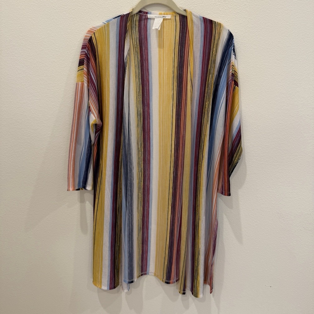 Unwritten Multicolored Striped Kimono Cardigan M Beach Coverup Lightweight‎ Boho